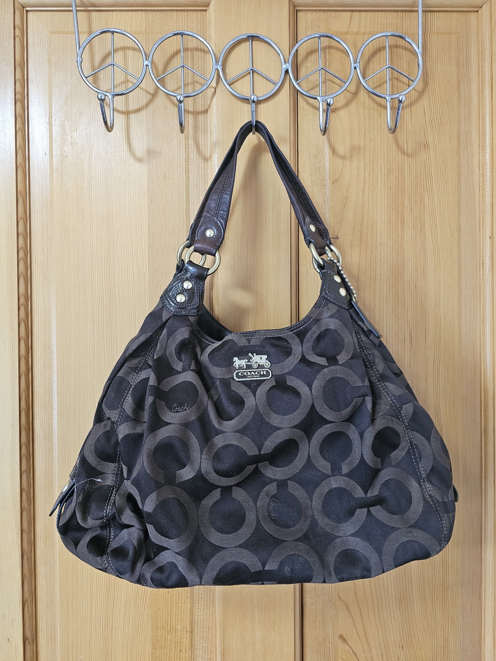 Coach Brown Signature Canvas Hobo Bag